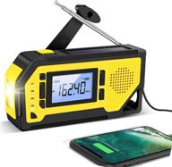 emergency hand crank radio with solar charging, noaa weather alert radio, portable flashlight with motion sensor reading lamp, cell phone charger, sos alarm for home and emergency preparedness logo
