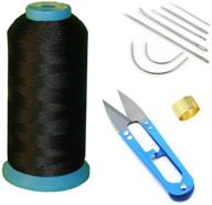 🧵 полный набор для шитья: нить из сшитого нейлона antkits, изогнутые иглы, ножницы и наперсток в черном цвете. логотип
