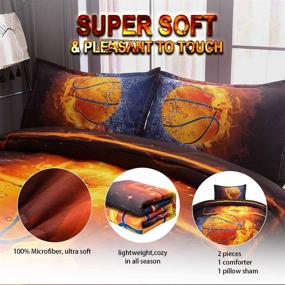 img 2 attached to JQinHome Twin Basketball and Fire Comforter Sets Blanket for Kids – 3D Sports Themed Bedding, Reversible Quilted Duvet, All-Season – Includes 1 Comforter and 1 Pillow Sham