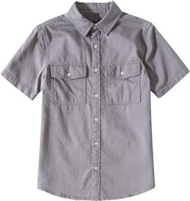 img 2 attached to Stylish and Durable: Tronjori Boys' Short Sleeve Button Down Woven Shirt