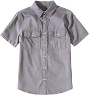 stylish and durable: tronjori boys' short sleeve button down woven shirt logo