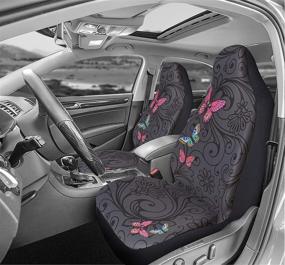 img 3 attached to 🦋 Universal Car Seat Covers - Red Butterfly Design - Full Set High Back Airbag Compatible - PIC AUTO - Polycloth Material - Fits Most Cars, Trucks, SUVs, Vans - 7 Pieces