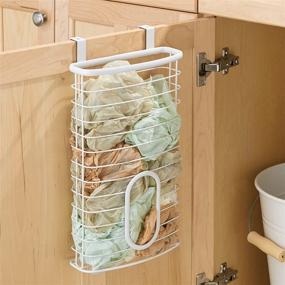 img 2 attached to 🗄️ mDesign Steel Hanging Cabinet Storage Organizer Holder for Kitchen and Pantry - Maximizes Storage for Plastic, Sandwich, Garbage, Grocery, and Trash Bags; Wrap, Foil, and Packs - Spira Collection - White