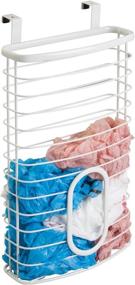 img 4 attached to 🗄️ mDesign Steel Hanging Cabinet Storage Organizer Holder for Kitchen and Pantry - Maximizes Storage for Plastic, Sandwich, Garbage, Grocery, and Trash Bags; Wrap, Foil, and Packs - Spira Collection - White