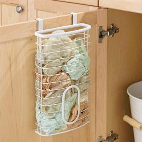 img 3 attached to 🗄️ mDesign Steel Hanging Cabinet Storage Organizer Holder for Kitchen and Pantry - Maximizes Storage for Plastic, Sandwich, Garbage, Grocery, and Trash Bags; Wrap, Foil, and Packs - Spira Collection - White