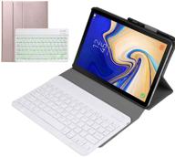 🔑 rose gold slim leather keyboard case for samsung galaxy tab s6 - folio stand cover with backlit detachable wireless bluetooth keyboard - designed for sm-t860 10.5 inch 2019 logo
