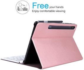 img 2 attached to 🔑 Rose Gold Slim Leather Keyboard Case for Samsung Galaxy Tab S6 - Folio Stand Cover with Backlit Detachable Wireless Bluetooth Keyboard - Designed for SM-T860 10.5 inch 2019