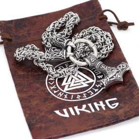 img 1 attached to GuoShuang Pendant Necklace Stainless Valknut Boys' Jewelry
