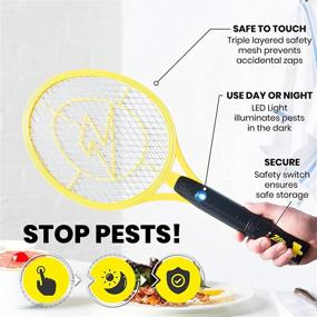 img 2 attached to 🪰 Zap It Electric Fly Swatter Racket - Rechargeable Fly Zapper Racket with Blue Light Attractant - Bug Zapper Racket 4,000 Volt - USB Charging Cable - 2 Pack