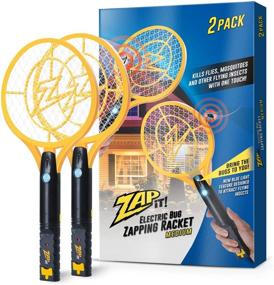 img 4 attached to 🪰 Zap It Electric Fly Swatter Racket - Rechargeable Fly Zapper Racket with Blue Light Attractant - Bug Zapper Racket 4,000 Volt - USB Charging Cable - 2 Pack