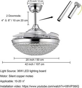 img 3 attached to 🐼 Ошеломительный потолочный вентилятор с кристаллами и подсветкой "Панда" 42": современные раскладные лопасти, светодиодные лампы, пульт управления - серебристый.
