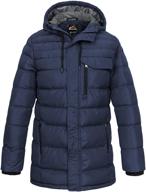 men's winter puffer jacket with hood - thick windproof quilted & long design logo