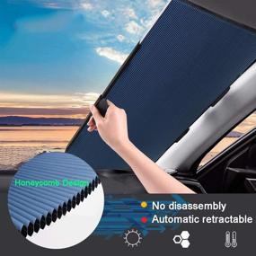 img 4 attached to 🚗 UV-Blocking Cordless Cellular Sunshade for Car, Retractable Windshield Sun Protector Blocks 99% UV Rays, Keeps Vehicle Cool with 3 Suction Cups - Fits Various Models (65CM/25.6IN)