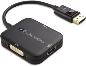 img 2 attached to 🔌 Кабельное дело 3-в-1 Адаптер DisplayPort на HDMI, VGA и DVI - Поддерживает разрешение 4К