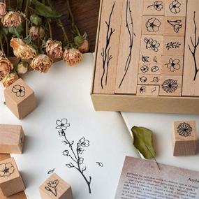 img 1 attached to 20-Piece Vintage Wooden Rubber Stamps: Plant & Flower Decorative Mounted Rubber Stamp Set for DIY Crafts, Lettering, Diary, and Scrapbooking