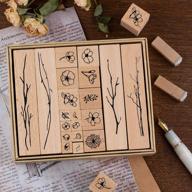 20-piece vintage wooden rubber stamps: plant & flower decorative mounted rubber stamp set for diy crafts, lettering, diary, and scrapbooking logo