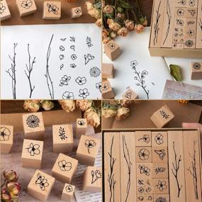 img 2 attached to 20-Piece Vintage Wooden Rubber Stamps: Plant & Flower Decorative Mounted Rubber Stamp Set for DIY Crafts, Lettering, Diary, and Scrapbooking