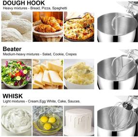 img 3 attached to 🍳 BONISO Stand Mixer: 6.5-QT 800W 6-Speed Tilt-Head Food Mixer with Dough Hook, Wire Whip & Beater - Efficient Kitchen Electric Mixer