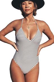 img 4 attached to Beachsissi Women Stripe Print Swimwear