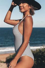 img 3 attached to Beachsissi Women Stripe Print Swimwear