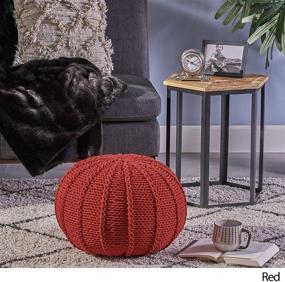 img 2 attached to Stylish and Comfortable Christopher Knight Home Agatha Knitted Cotton Pouf in Vibrant Red Color