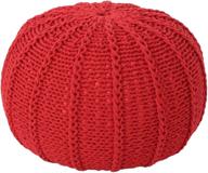 stylish and comfortable christopher knight home agatha knitted cotton pouf in vibrant red color logo