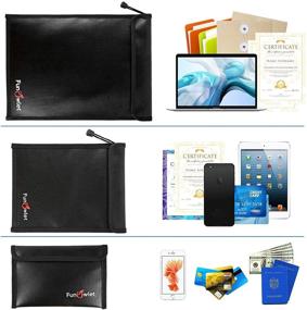img 1 attached to Upgraded Fireproof Waterproof Money Document Bag - 3 Pack, Secure Zipper Pouches for A4 A5 Documents, Files, Cash, Jewelry, Passports, Tablets, Laptops - Fire & Water Resistant Storage Organizer (Black)
