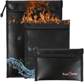 img 4 attached to Upgraded Fireproof Waterproof Money Document Bag - 3 Pack, Secure Zipper Pouches for A4 A5 Documents, Files, Cash, Jewelry, Passports, Tablets, Laptops - Fire & Water Resistant Storage Organizer (Black)