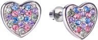 💖 hypoallergenic screw back heart stud earrings: safe, secure & colorful for kids, baby, toddler, & sensitive ears logo