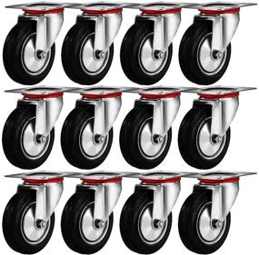 img 4 attached to 🔧 12 Pack of Heavy Duty 3-inch Swivel Caster Wheels with Rubber Base, Top Plate, and Bearing - Best Online Service