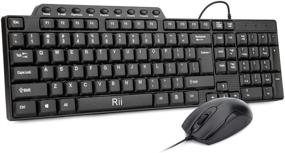 img 4 attached to 💻 Проводной набор клавиатуры и мыши с цифровой клавиатурой - Rii RK203 Ультратонкий USB для компьютера, ноутбука, ПК, блокнота, Windows