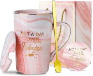 ☕ ceramic marble coffee mugs set with sayings - not a day over fabulous mug: unique birthday gifts for women - best presents exchange ideas for friends, female, wife, mom, sister - 14 oz, pink by njcharms logo