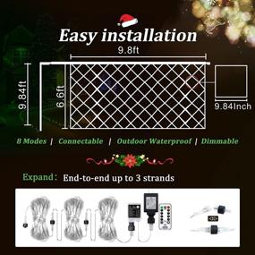 img 2 attached to 🎄 200 LED Mesh String Lights 9.8ft x 6.6ft, Remote Control, 8 Modes, Connectable Christmas Net Lights for Garden, Bushes, Wedding, Xmas Tree Decoration – Blue+Green