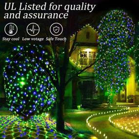 img 1 attached to 🎄 200 LED Mesh String Lights 9.8ft x 6.6ft, Remote Control, 8 Modes, Connectable Christmas Net Lights for Garden, Bushes, Wedding, Xmas Tree Decoration – Blue+Green