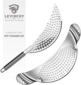 img 4 attached to 🍲 LEVINCHY 2-Piece Stainless Steel Pot Strainer Set - Efficient Easy-Draining Kitchen Strainers for Cooking, Pasta, Noodles, Fruits and Veggies