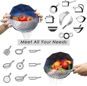 img 2 attached to 🍲 LEVINCHY 2-Piece Stainless Steel Pot Strainer Set - Efficient Easy-Draining Kitchen Strainers for Cooking, Pasta, Noodles, Fruits and Veggies