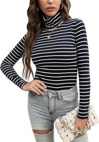 img 4 attached to Cowasto Womens Striped Turtleneck Thermal Sports & Fitness and Other Sports