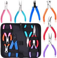 🔧 jewelry making tools kit - acejoz 6pcs jewelry pliers set with needle nose pliers, round nose pliers, wire cutters, crimping pliers, bent nose pliers, and end nippers for beading craft logo