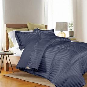 img 1 attached to 👑 Navy King Size Kathy Ireland Home Bedding Comforter Set - Reversible Down Alternative Comforter, Stripe Duvet, Elegant Color, Pillow Shams