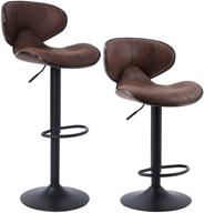 🪑 adjustable swivel bar stools set of 2 by superjare - retro brown, backrest, pub kitchen counter height logo