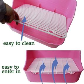 img 1 attached to 🐇 Premium Small Animal Rabbit Litter Toilet - Square Plastic Cage Box for Potty Training Bunny, Guinea Pigs, Chinchilla, Ferret, Galesaur, Hamster - Corner Pan with Grate