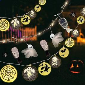 img 4 attached to 🎃 Halloween Hanging Decorations Lights: GoStock 2 Pack Holiday String Lights Set with 30 LED Ghost Skull lights - Battery Operated Indoor Decorations for Home Creative Party, Halloween, Haunted Houses, Bars