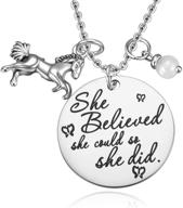 mixjoy horse jewelry gift for girls - horse pendant necklace with pearl, inspirational gifts for women - ideal for graduation gift logo