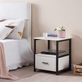 img 2 attached to VECELO Nightstand Drawer Storage Bedroom Furniture for Living Room Furniture
