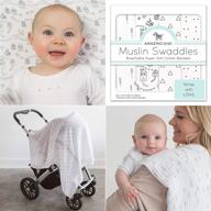 🌲 premium cotton swaddle blankets, set of 4, little village and trees design, black - amazing baby muslin logo