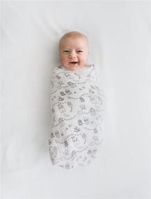 img 2 attached to 🌲 Premium Cotton Swaddle Blankets, Set of 4, Little Village and Trees Design, Black - Amazing Baby Muslin