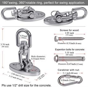 img 2 attached to SELEWARE Heavy Duty Stainless Steel Swing Hanger Set with 360°+180° Swivel, 🪢 Compatible with Wood or Concrete Beam for Yoga Hammock Chair, Sandbag, and Porch Swing