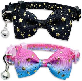 img 4 attached to Cat Collar with Bow Tie and Bell, 2 Pack – Starshine Breakaway Collar for Male and Female Kitties and Kittens