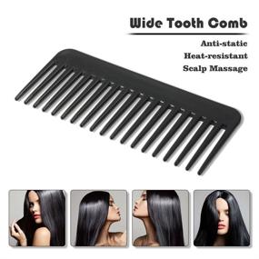 img 1 attached to 🔲 Anself Large Wide Tooth Comb: Detangling Hairbrush for Long, Wet or Curly Hair - Heat-resistant, Anti-static and Scalp Massage Styling Comb (Black)