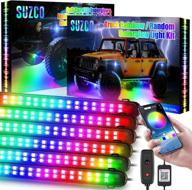 suzco dream color chasing led underglow strip lights: 6pcs rainbow lighting kit with app control, 216leds, waterproof 12v for cars truck atv utv offroad logo